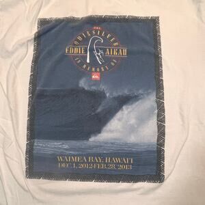 Quiksilver Eddie Aikau Tee Large White Surf Graphic Waimea Bay Hawaii Men